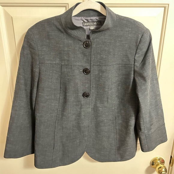 Lafayette 148 New York Jackets & Blazers - LAFAYETTE 148 Blazer Gray 3 Button Short Jacket Wool Blend Size 4